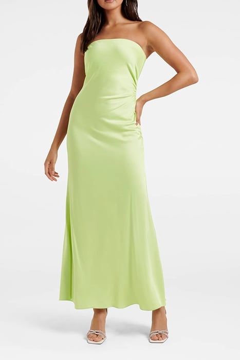 AVERY SATIN STRAPLESS DRESS BUTTERFLY LIME 1