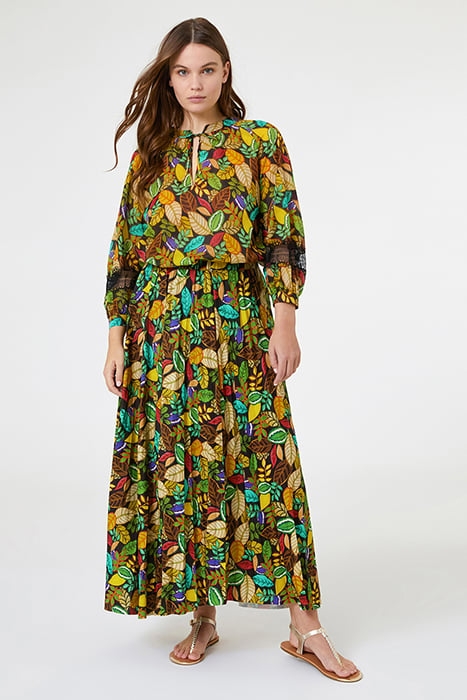 PRINTED BLOUSE WITH LACE TRIMS GREEN 2