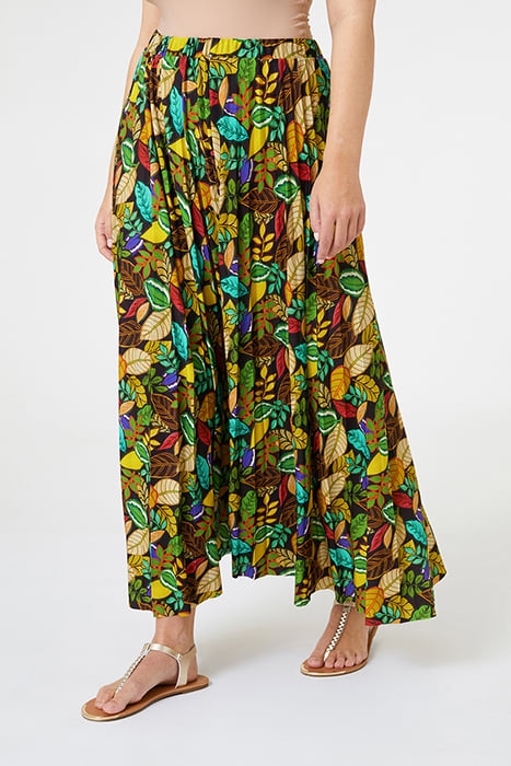 PRINTED JERSEY PLEATED SKIRT GREEN 1