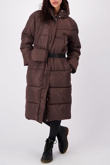BELTED PUFFER COAT BROWN 4