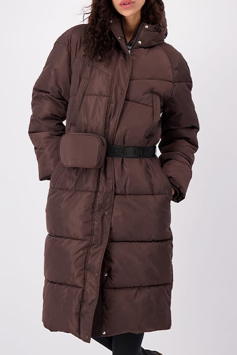BELTED PUFFER COAT BROWN 1