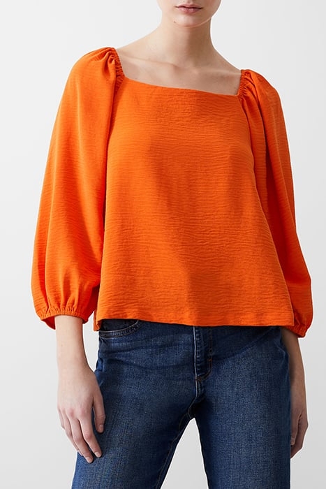 BALLOON SLV SQ NK CRINKLE TOP MANDARIN 1