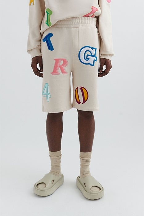 INFERNO MONOGRAM SHORTS PALE BEIGE 1