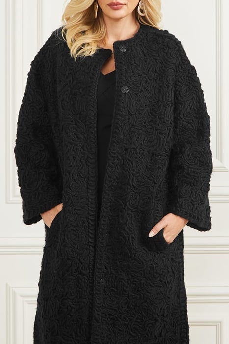 MARCIANO BY GUESS BRAID COAT JET BLACK FAUX FUR 5