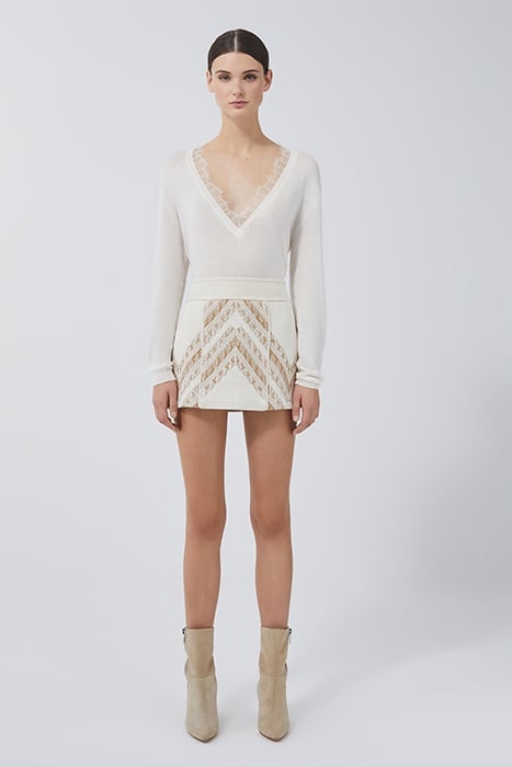 ALISKA MINI SKIRT IN MIXED ECRU 1