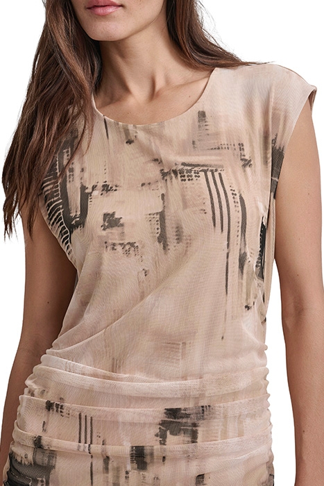 S/S PRINT MESH DRESS IVO/SNDLWD MLT 5