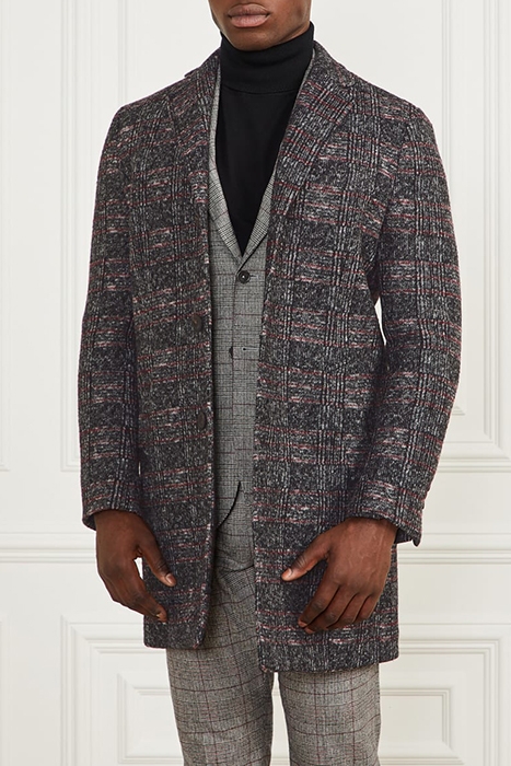 SINGLE BREASTED COAT BLACK/WHITE/RED CHECK 1