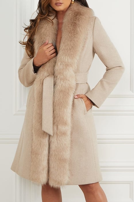 MARTINA COAT CEMENTO FAUX FUR MELANGE 1
