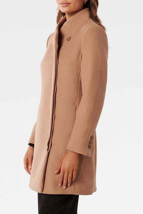 DEBBIE PETITE FUNNEL COLLAR COAT DARK CAMEL 5