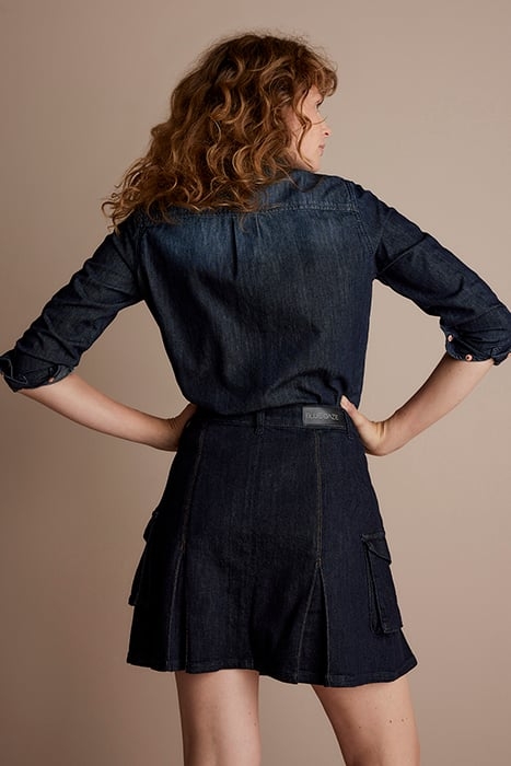 DENIM PLEATED SKIRT DENIM DARK INDIGO 2