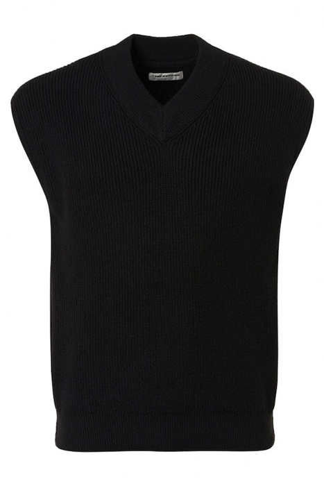 SPENCER V-NECK RELIEF RIB JACQUARD WITH WOOL BLACK 4