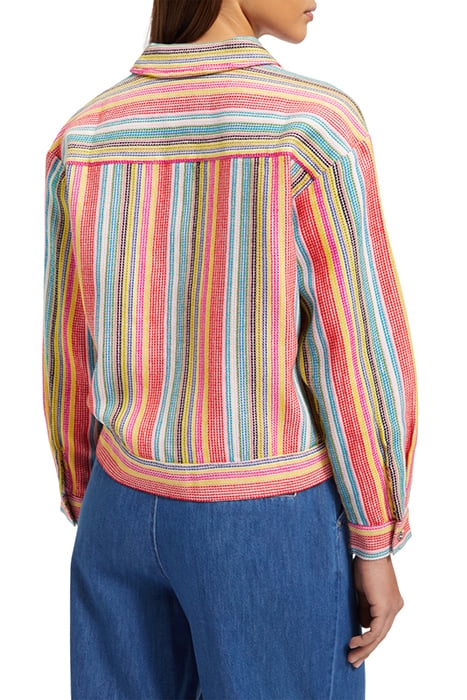 SHORT TRUCKER JACKET IN MULTI COLOUR STRIPE VIBRANT STRIPE 2