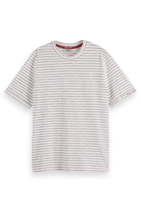 RELAXED FIT LUREX STRIPE T-SHIRT WHITE 1