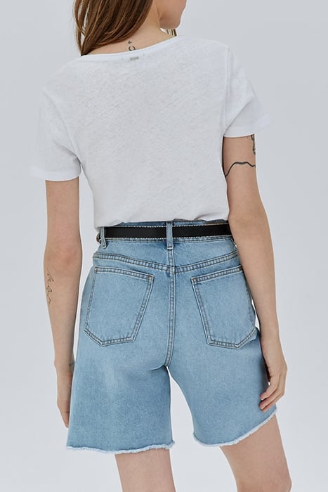 WHITE METALLIC EMBROIDERED SKULL IMAGE T-SHIRT 2