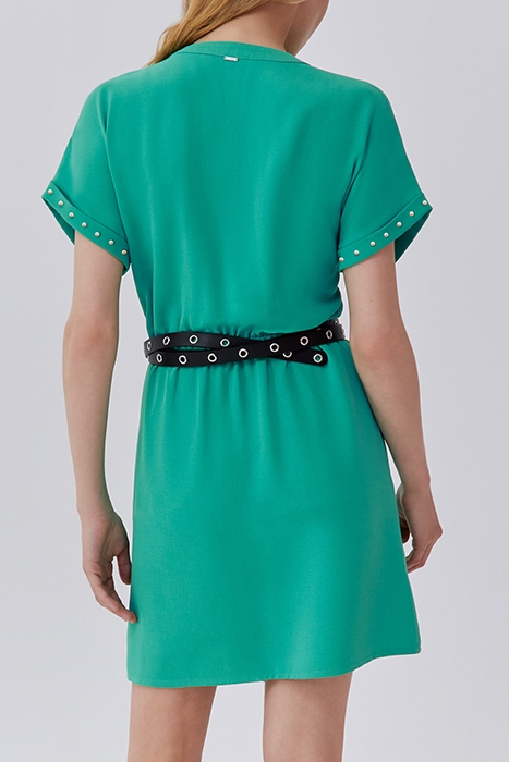GREEN WRAP DRESS WITH STUDDED SLEEVES 2