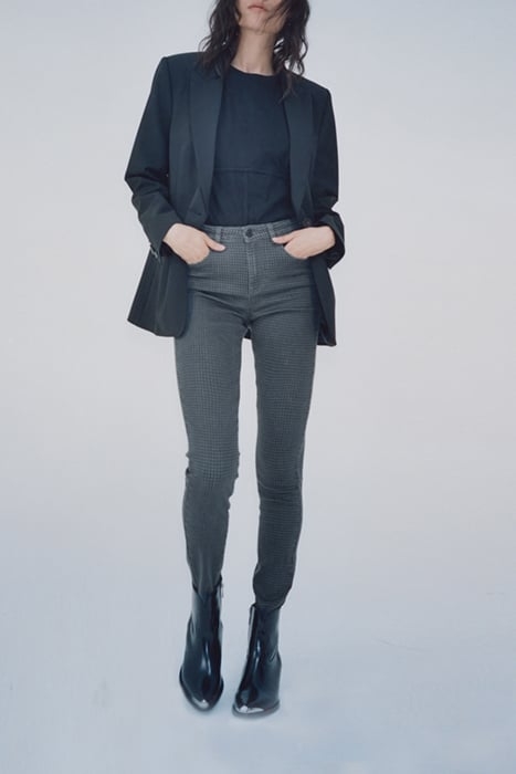 GREY HOUNDSTOOTH MOTIF SLIM JEANS 1
