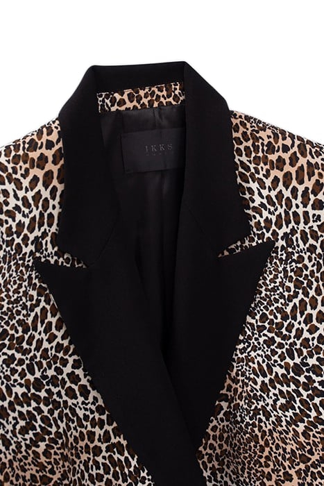 COGNAC SUIT JACKET WITH BABY LEOPARD PRINT 4