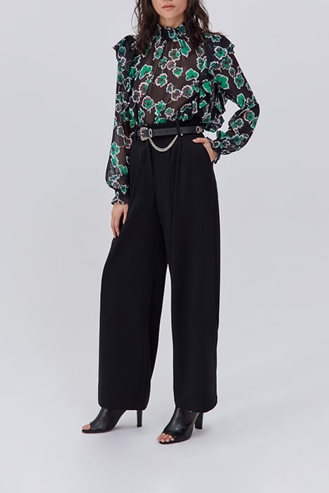 BLACK XL FLORAL PRINT RUFFLED BLOUSE 3