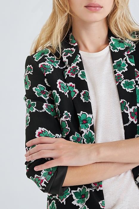 BLACK SUIT JACKET WITH GREEN FLOWERS PRINT 5