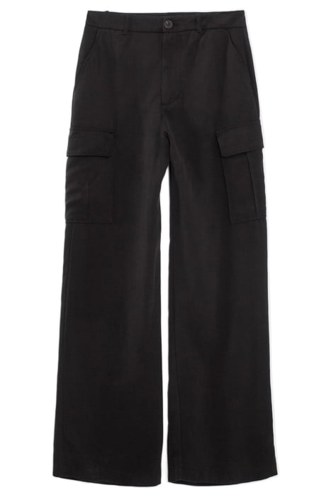 BLACK LYOCELL® HIGH-WAIST CARGO TROUSERS 4