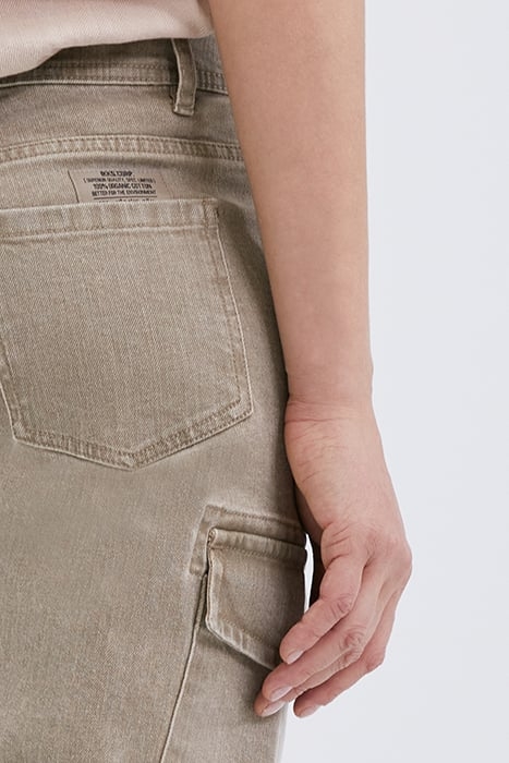 LIGHT KHAKI TERRA DENIM CROPPED COMBAT TROUSERS 7