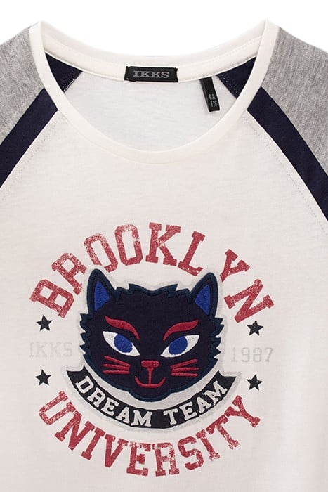 GIRLS’ OFF-WHITE EMBROIDERED CAT ORGANIC COTTON T-SHIRT 3