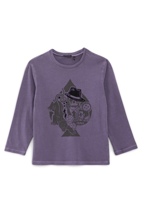 BOYS’ VIOLET T-SHIRT WITH ROCK ACE OF SPADES IMAGE 1