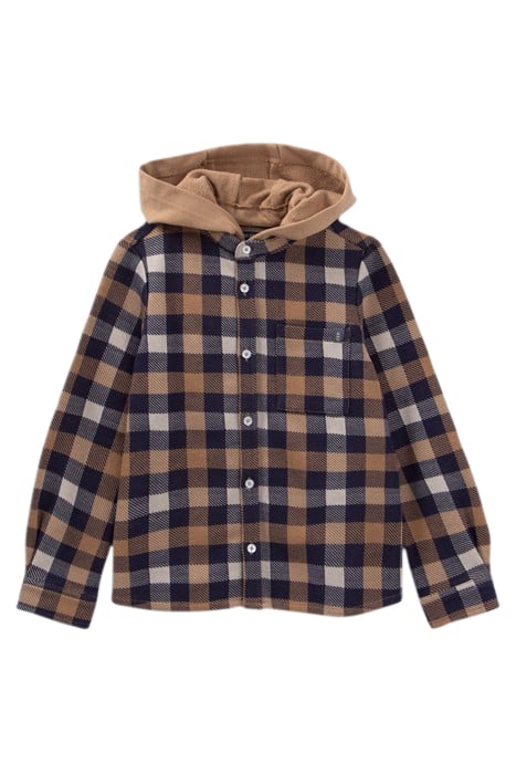 BOYS' CAMEL CHECK SHIRT WITH DETACHABLE HOOD 1
