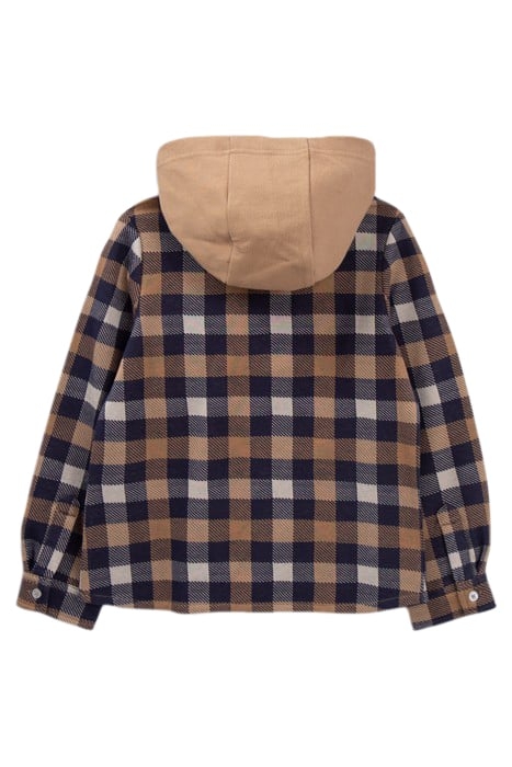 BOYS' CAMEL CHECK SHIRT WITH DETACHABLE HOOD 2
