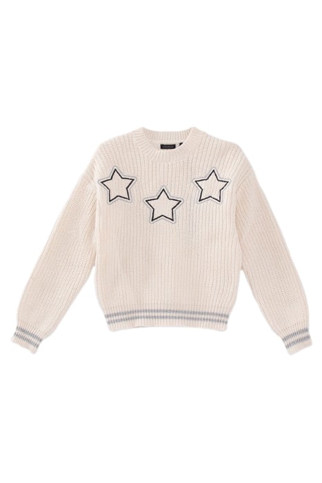 GIRLS’ OFF-WHITE KNIT SWEATER WITH STAR EMBROIDERY 1