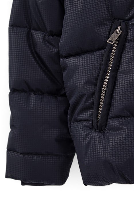BOYS’ NAVY HOUNDSTOOTH MOTIF NYLON PADDED JACKET 4