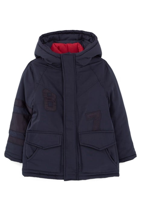BOYS’ 2-IN-1 NAVY PARKA AND COLOUR BLOCK PADDED JACKET 1