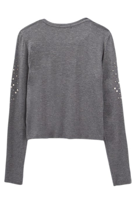 GIRLS’ GREY LUREX T-SHIRT WITH METAL DECOR ON SLEEVES 2