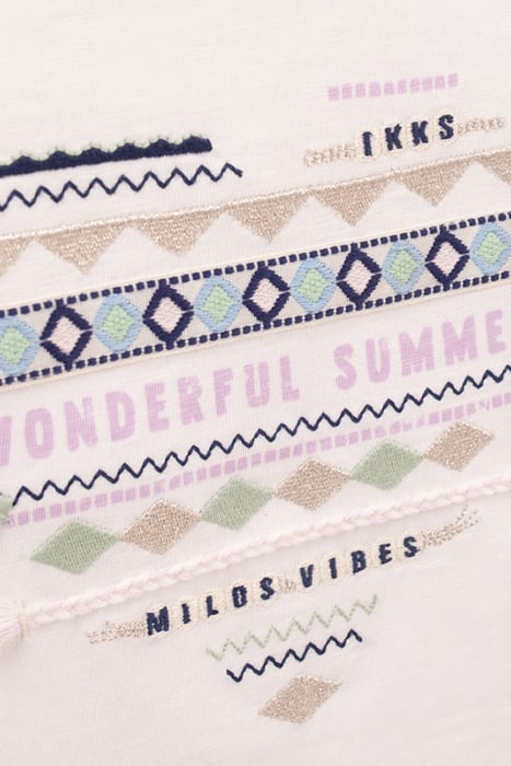 GIRLS' OFF-WHITE T-SHIRT WITH ETHNIC HEART EMBROIDERY 7