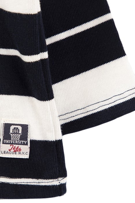 BABY BOYS’ NAVY/ECRU STRIPE POLO SHIRT, EMBROIDERED BACK 5