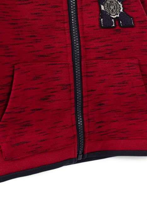 BABY BOYS’ RED MARL FLEECE HOODED CARDIGAN 6