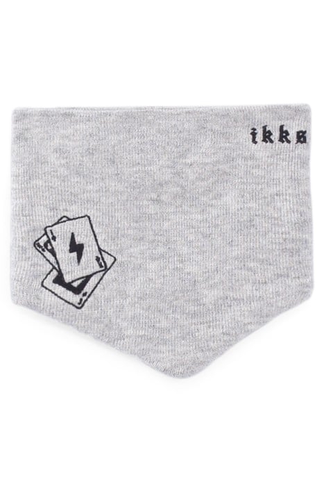 BABY BOYS’ GREY PLAYING CARD EMBROIDERED KNIT SNOOD 1