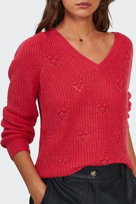 FLASH PINK DECORATIVE STITCH KNIT SWEATER 1