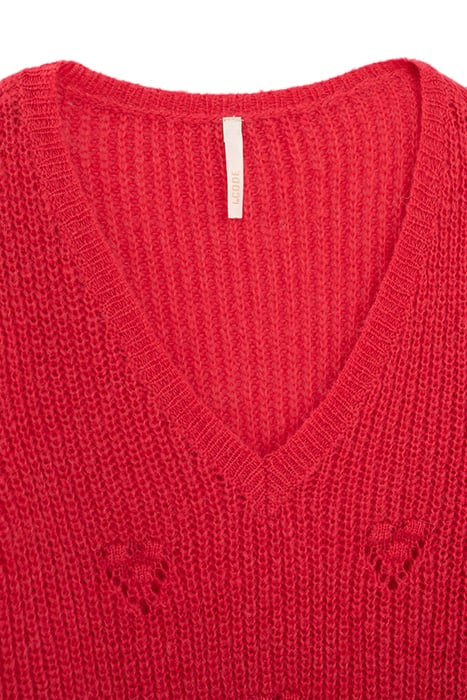 FLASH PINK DECORATIVE STITCH KNIT SWEATER 7