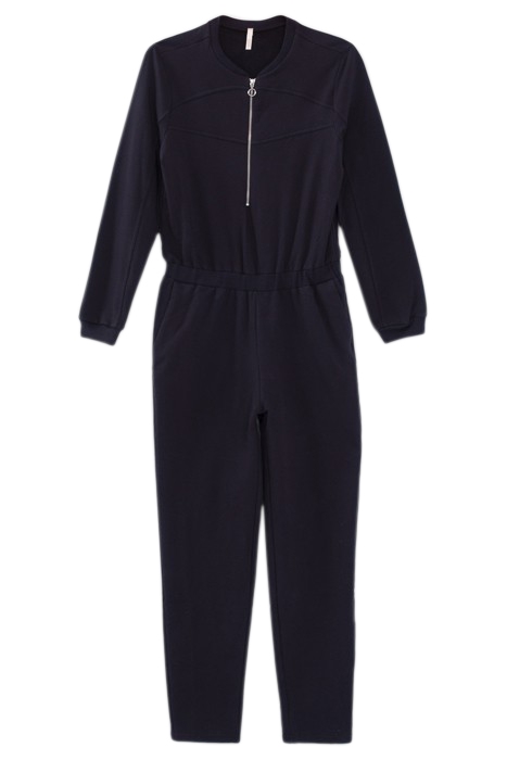 NAVY SWEATSHIRT FABRIC ZIPPED JUMPSUIT 3