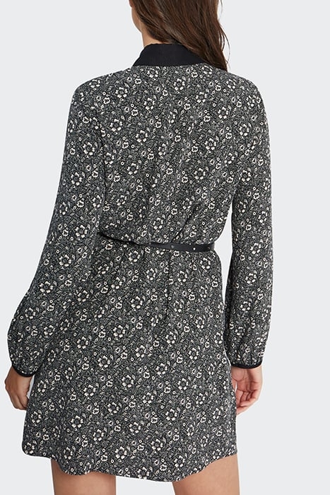 BLACK GRAPHIC FLOWER PRINT SHIRT-DRESS 2