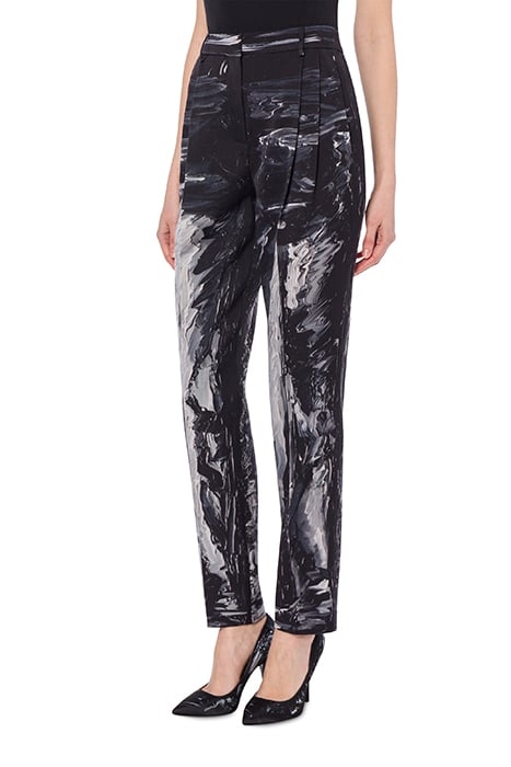 PAINTING WOOL SATIN TROUSERS BLACK 1