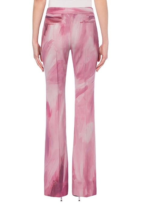 PAINTING WOOL SATIN FLARE TROUSERS PINK 2