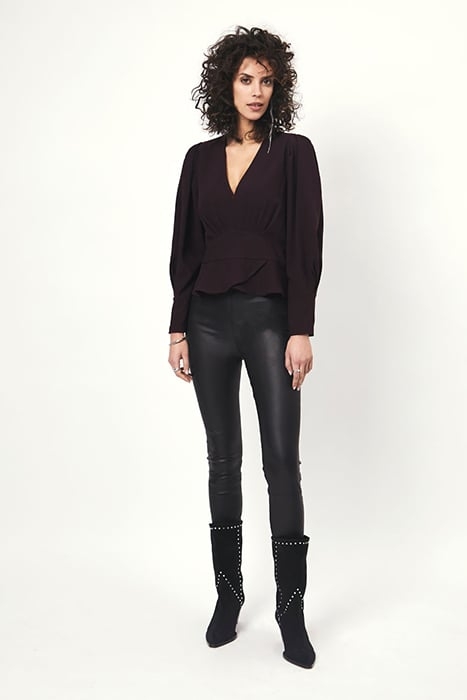 SAWYER PEPLUM TOP DARK GRAPE 1