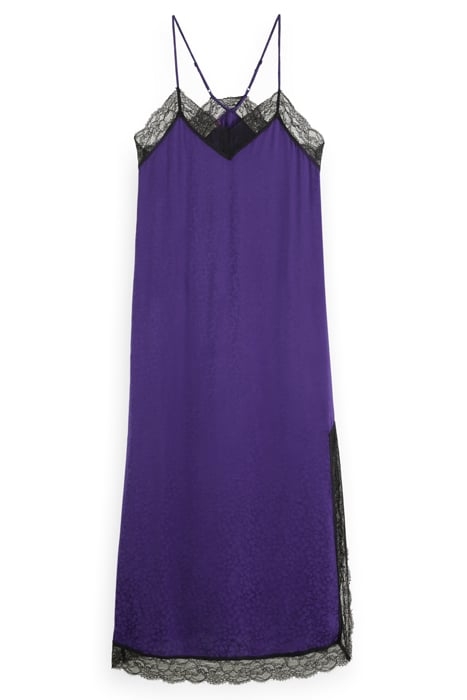 CAMI DRESS WITH LACE DETAIL AUBERGINE 1