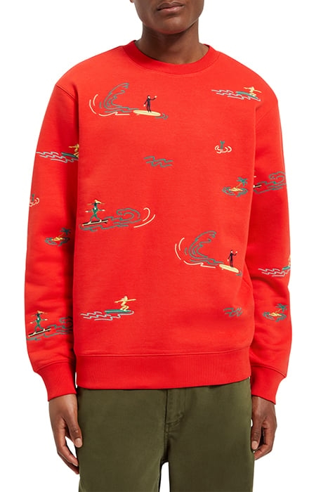 ALL-OVER EMBROIDERY SWEATSHIRT BOAT RED 2