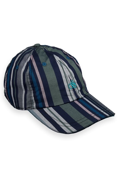 WOVEN TWILL STRIPED CAP NAVY MULTI STRIPE 1