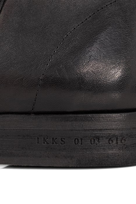 BLACK LEATHER BOOTS WITH BUCKLED STRAP BLACK 7