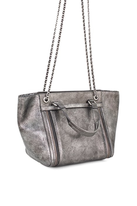 1440 MEDIUM METALLISE QUILTED CHEVRON TOTE BAG GREY 4