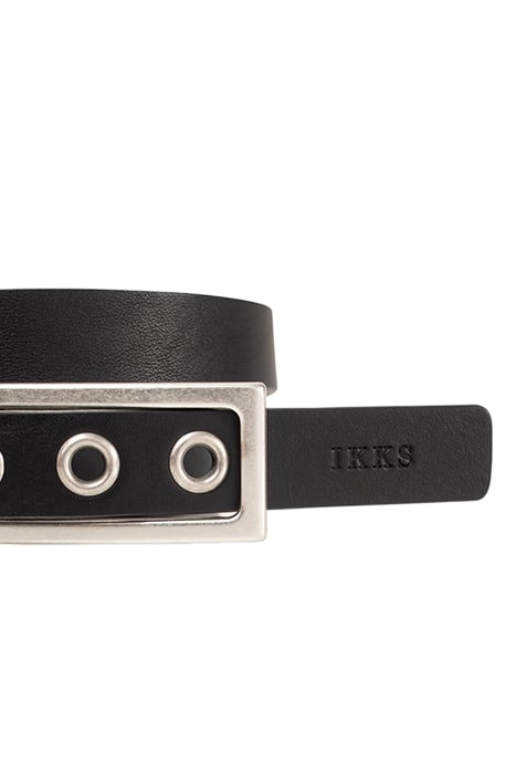 BLACK LEATHER BELT WITH WIDE METAL BUCKLE BLACK 4